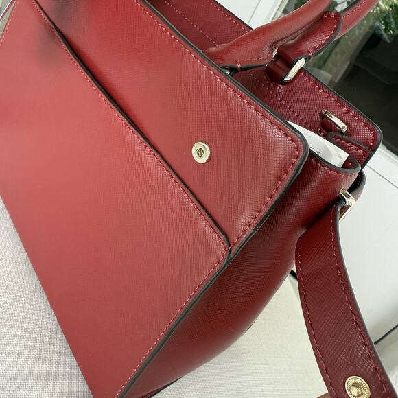 Kate Spade Staci Medium Satchel WKRU6951 Saffiano Leather In Red Curran - Picture 9 of 14